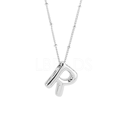 1pc Brass Chain with Alloy Letter Pendants Necklaces NJEW-LP0001-41R-P-1