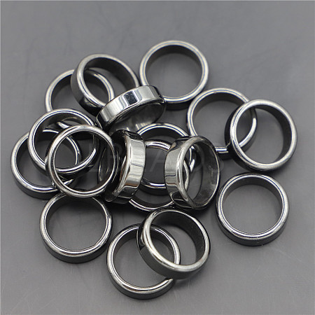 Non-Magnetic Synthetic Hematite Plain Band Ring FIND-PW0021-11E-1
