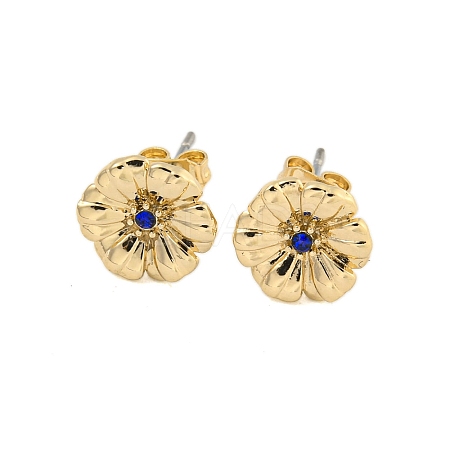 Brass Micro Pave Cubic Zirconia Ear Studs EJEW-P283-01G-09-1