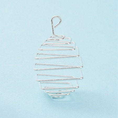 Iron Wire Spiral Bead Cage Pendants IFIN-Q126-01S-1