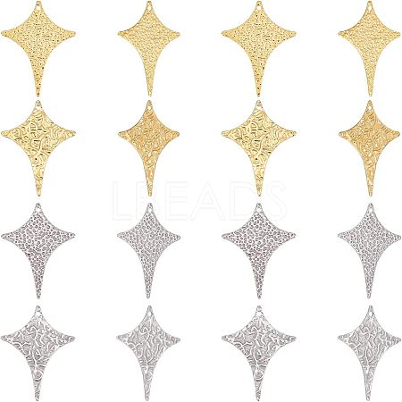 16Pcs 4 Style 304 Stainless Steel Pendants STAS-UN0038-32-1