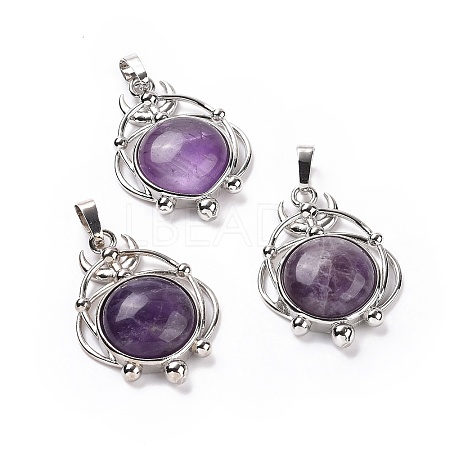 Natural Amethyst Pendants G-P496-05P-20-1