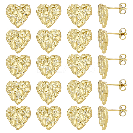 10 Pairs Brass Stud Earrings EJEW-PH0001-52A-1