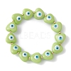 Resin Heart with Evil Eye Beaded Stretch Bracelets BJEW-JB09460-2