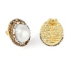 Rack Plating Oval Brass With Rhinestone & Natural Pearl Handmade Indonesia Stud Earrings EJEW-U010-02B-G-2