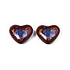 Flower Printed Opaque Acrylic Heart Beads SACR-S305-28-L02-2