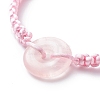 Natural Rose Quartz Pi Disc Braided Bead Bracelet BJEW-JB08793-4