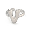 Brass Letter Open Cuff Rings for Women RJEW-G313-01V-P-2