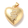 Rack Plating Brass Micro Pave Clear Cubic Zirconia Locket Pendants KK-M227-05G-1