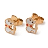 Ion Plating(IP) 304 Stainless Steel Stud Earrings with Red Enamel EJEW-Q783-10G-1