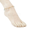 Cat Eye Round Tassel 304 Stainless Steel Twisted Chain Anklets for Women AJEW-AN00698-02-3