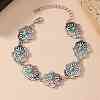 Bohemian Alloy with Synthetic Turquoise Oval Link Chain Anklets for Women FS-WGE46A8-01-1