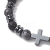 2Pcs Natural Lava Rock & Larvikite & Howlite Beads Stretch Bracelets for Couple BJEW-JB13196-4