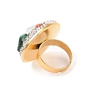 Natural & Synthetic Mixed Gemstone Irregular Beaded Adjustable Ring with Crystal Rhinestone G-I330-10G-4
