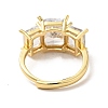 Clear Cubic Zirconia Rectangle Adjustable Ring RJEW-I087-10-4