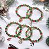 Christmas Theme Glass Beads Stretch Bracelets BJEW-JB11258-1