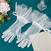 Satin Lace Bridal Short Gloves AJEW-WH0473-10-7
