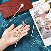 4Pcs 4 Styles Tibetan Style Alloy Resin Hair Sticks OHAR-SC0001-14-4