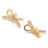Brass Micro Pave Clear Cubic Zirconia Connector Charms KK-D048-05G-2