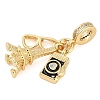 Rack Plating Brass Clear Cubic Zirconia European Dangle Charms KK-P287-18F-G-2