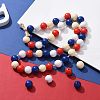 160 Pcs 4 Colors 4 July American Independence Day Painted Natural Wood Round Beads WOOD-LS0001-01C-5