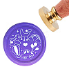 Brass Wax Seal Stamp with Handle AJEW-WH0184-0384-1