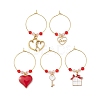 Valentine's Day Alloy Enamel Wine Glass Charms AJEW-JO00207-1