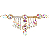 1Pc Flower Brass Rhinestone Ornament Accessories OHAR-FG0001-04C-1