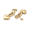 Ion Plating(IP) 304 Stainless Steel Curb Chains with Heart Dangle Stud Earrings EJEW-G289-09G-2