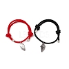 2Pcs 2 Color Magnet Alloy Matching Heart Charm Bracelets Set BJEW-E011-03BP-01-3