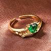 Mother's Day Brass Pave Cubic Zirconia Cuff Open Rings CU-CBACDF6-06G-5