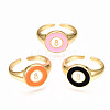 Brass Enamel Cuff Rings RJEW-N035-024-NF-1