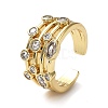 Rack Plating Brass Micro Pave Cubic Zirconia Open Cuff Rings RJEW-Q777-14G-1