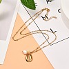 Cowrie Shell & Natural Pearl Pendant Necklace for Teen Girl Women NJEW-JN03717-02-3