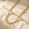 304 Stainless Steel Pave Clear Cubic Zirconia 5-Petal Flower Link Chain Necklaces for Women WG9E91A-01-1