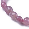 Natural Rose Quartz Bead Stretch Bracelets X-BJEW-K213-30-3
