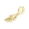 Brass Micro Pave Clear Cubic Zirconia Sea Animal European Dangle Charms KK-B159-04G-04-2