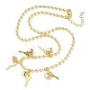 Brass Key & Heart Pendant Bib Necklaces NJEW-G183-08G-4