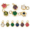 6Pcs 6 Colors Brass Pave Cubic Zirconia Pendants KK-TA0002-15-2