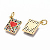 Brass Micro Pave Clear Cubic Zirconia Enamel Charms ZIRC-Q200-004B-NF-1