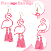ANATTASOUL 4 Pairs 4 Colors Alloy Flamingo Chandelier Earrings EJEW-AN0004-43-3