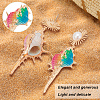 3 Pairs 3 Colors Golden Alloy Sun with Shell Shape Dangle Stud Earrings EJEW-AN0004-40-3