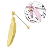 Alloy Feather Pendant Bookmarks AJEW-R101-01G-2