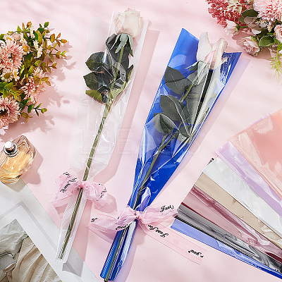 210Pcs 7 Colors Plastic Flower Bouquets Wrapping Packaging AJEW-CP0005-28-1