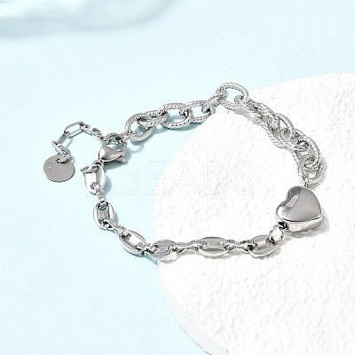 304 Stainless Steel Link Bracelets BJEW-H644-14P-1