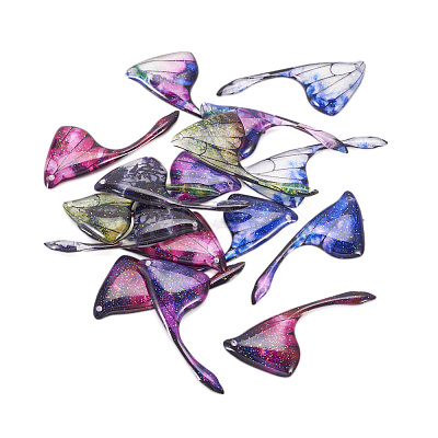 DIY Brass & Epoxy Resin Butterfly Wing Dangle Earring Jewelry Kits DIY-TA0010-65A-1