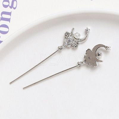Brass Pave Clear Cubic Zirconia Magic Wand Head Pins BAPE-PW0002-11P-1