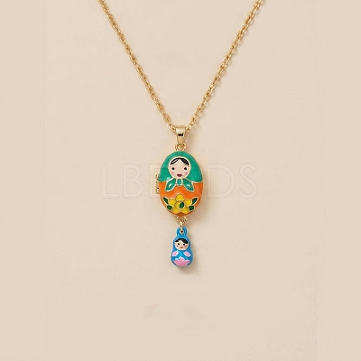 Magnetic Brass Enamel Egg with Girls Locket Pendant Necklaces for Women KK-CBAF5B9-02G-01-1