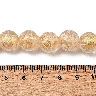 Gold Sand Lampwork Beads Strands LAMP-P071-12mm-04-1