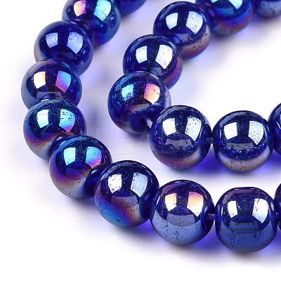 Electroplate Transparent Glass Beads Strands GLAA-T032-T8mm-AB15-1
